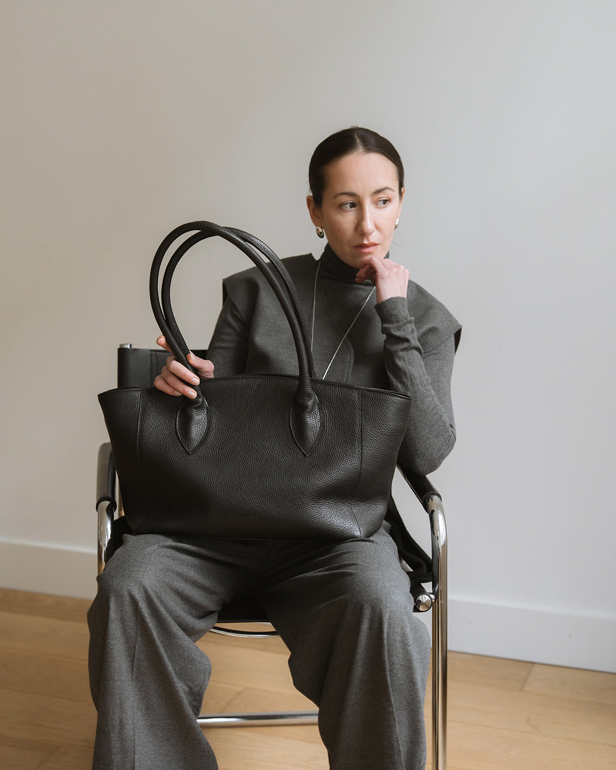 SOPHIE Lux Leather Work Bag Rich Black