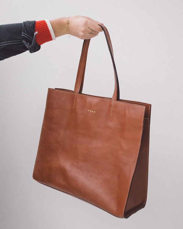 BOX TOTE BAG Cognac