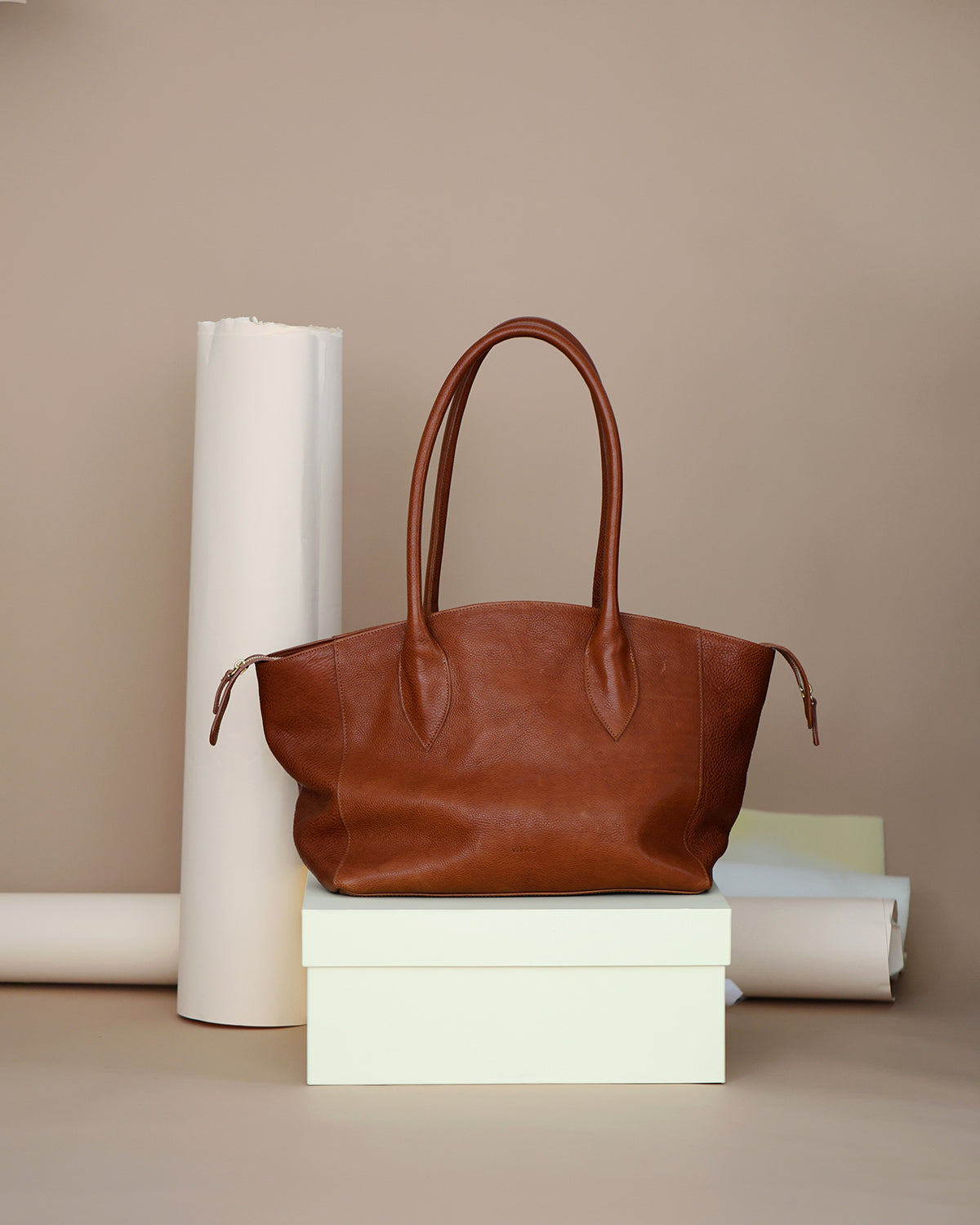 Sophie Lux Leather Work Bag Dark Caramel